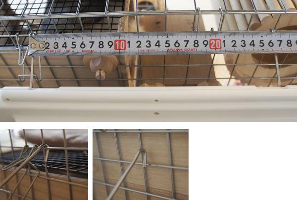 チンチラのティモのコンフォート60ケージの背面 遠赤外線マイカヒーターの別売ステンレスホルダーの詳細