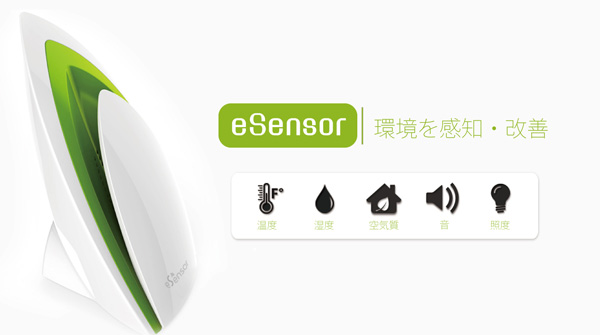 温度、湿度、照度、音、空気質の計５つのセンサーを搭載した「eSensor」