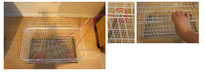 三晃商会ライトキャリーの天井面の開閉口 どのように開閉するのか拡大写真