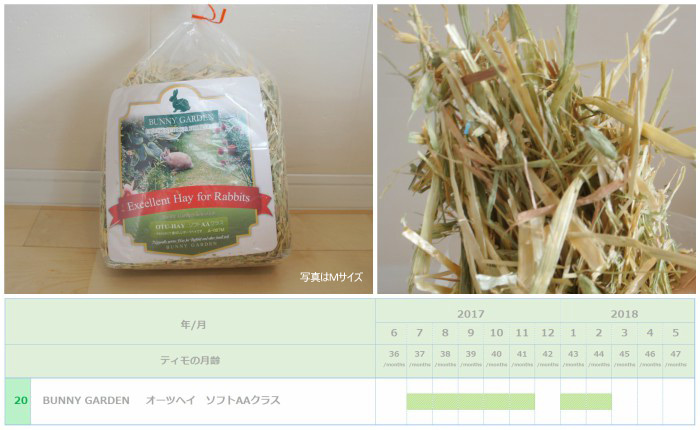 トッピング牧草としてチンチラのティモ（３歳）に与えたオーツヘイ　BUNNY GARDEN　オーツヘイ ソフトAAクラス 